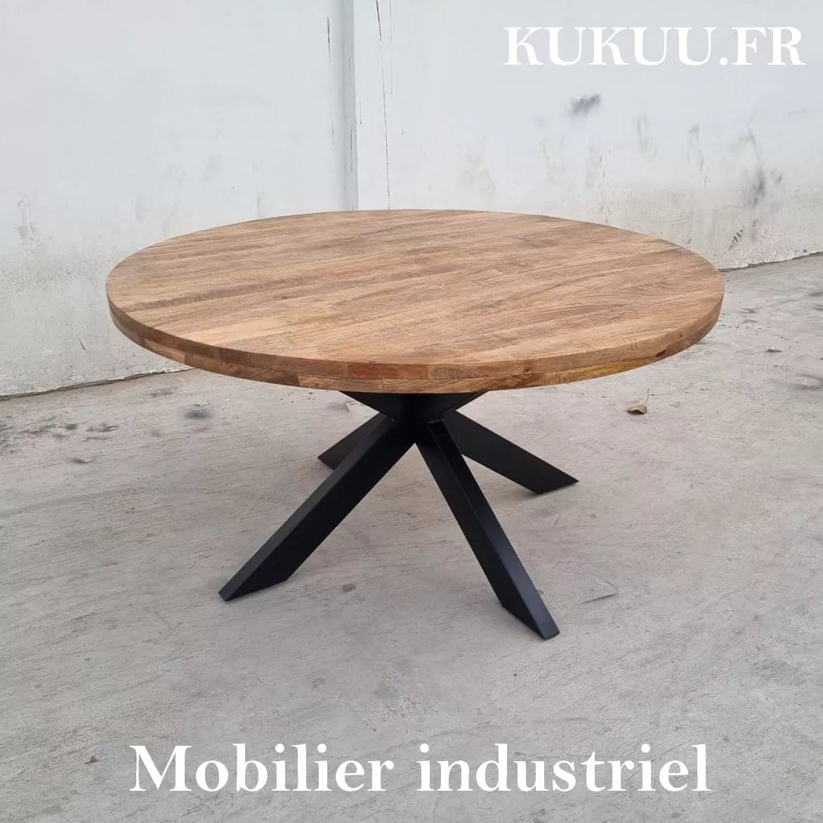 Soldes - Table à manger ronde industrielle D150 cm - Manufacture -  Interior's