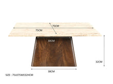 Charger l&#39;image dans la galerie, Découvrez nos tables basses travertin gigognes modernes qui apporteront une touche d&#39;élégance et de sophistication à votre intérieur.
Mesures: 75 x 75 x 38 cm / 45 x 45 x 46 cm. Kukuu, spécialiste en mobilier d&#39;intérieur.
