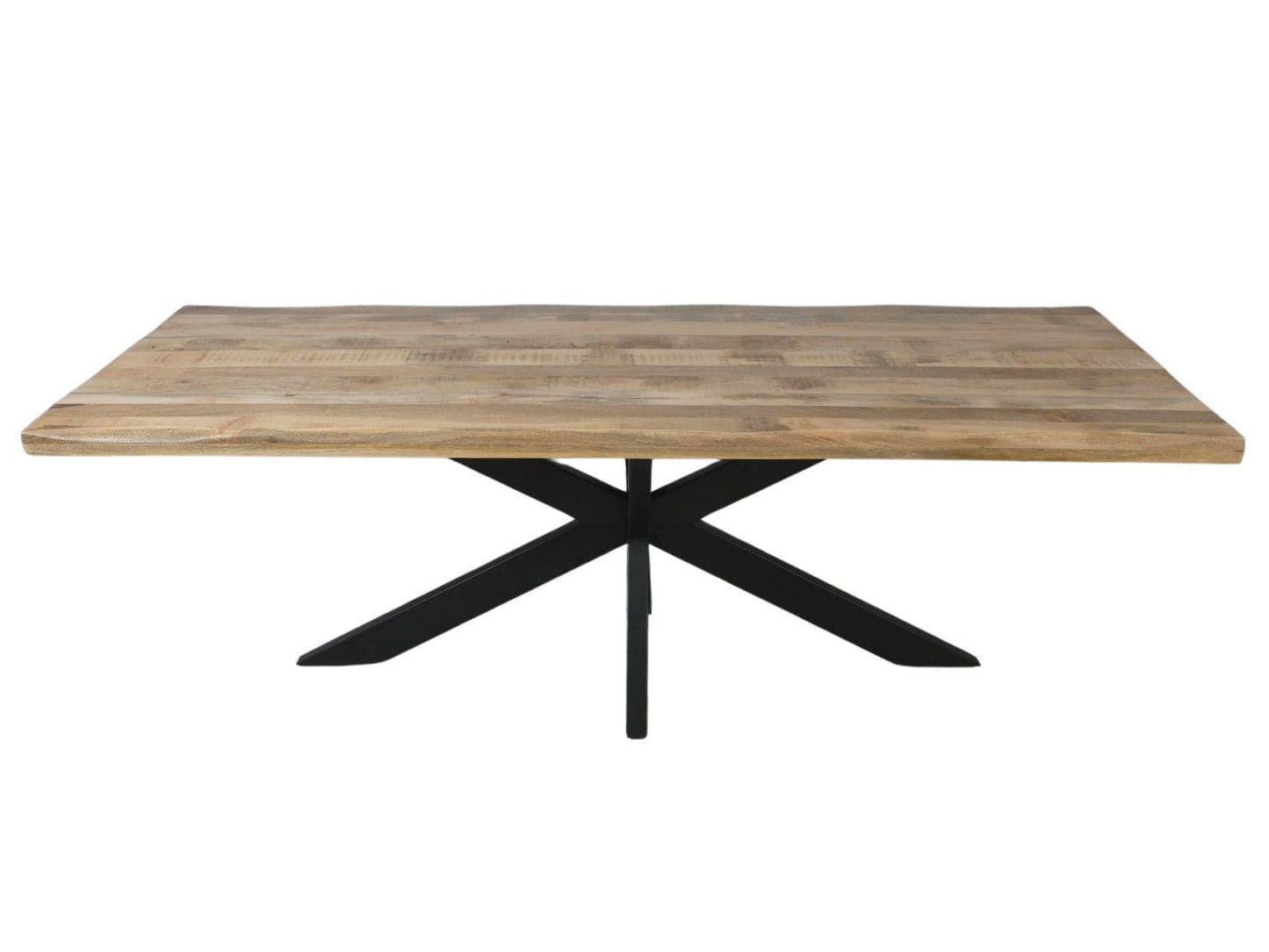 La table à manger pied central 240 cm a été fabriquée à partir d'acier et bois de manguier. Mesures: 240 x 100 x 78 cm. Kukuu, boutique en ligne de mobilier style industriel et bois massif.