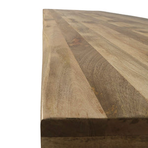 La table à manger pied central 240 cm a été fabriquée à partir d'acier et bois de manguier. Mesures: 240 x 100 x 78 cm. Kukuu, boutique en ligne de mobilier style industriel et bois massif.